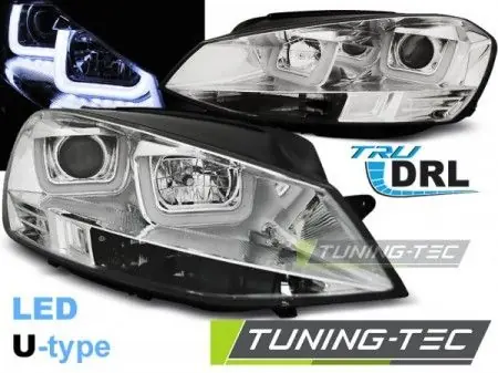 Super Cena Přední světla VW Golf 7 11/12-17 U-LED chrom
