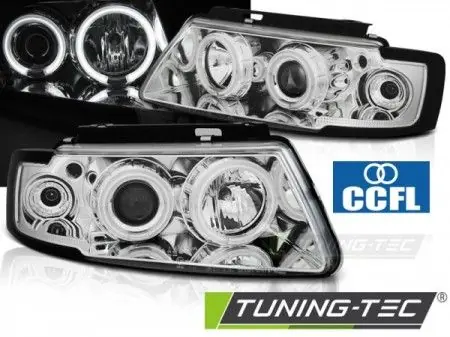 Přední světla VW Passat B5 3B 11/96-08/00 Angel Eyes CCFL chrom Ověřený