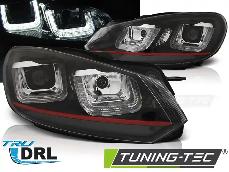Akční Nabídka Přední světla VW Golf 6 08-12 černá/červená led