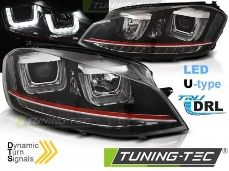 Nejprodávanější Přední světla VW Golf 7 11/12-17 Led DRL černá SEQ