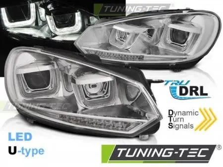 Aktuální Přední světla VW Golf 6 08-12 Led DRL chrom SEQ