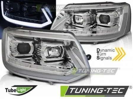 Přední světla VW T5 2010-15 TUBE chrom SEQ Novinka