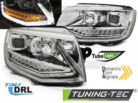 Objednat Nyní Přední světla VW T6 15-19 TUBE DRL chrom SEQ