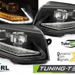 Kopie Přední světla VW T6 15-19 TUBE DRL černá SEQ Pouze Dnes