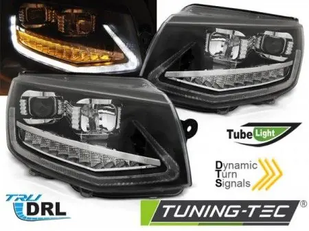 Kopie Přední světla VW T6 15-19 TUBE DRL černá SEQ Pouze Dnes