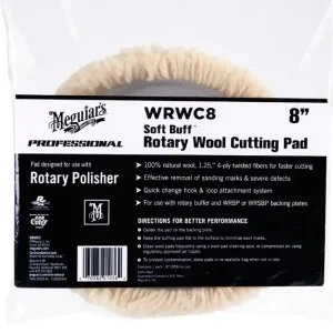 Nejprodávanější Meguiar's Soft Buff Rotary Wool Pad 8" / 200 mm - vlněný leštící kotouč určený pro rotační leštičku, 8"