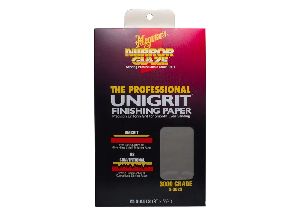 Novinka Meguiar's Unigrit Finishing Paper - unikátní brusné papíry pro ruční broušení laku, různé zrnitosti a balení, Balení: 25 ks, Zrnitost: 3000