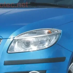 Značkový Kryty světlometů (rámečky), stříbrné matné, Škoda Fabia II. Limousine 2007-2010