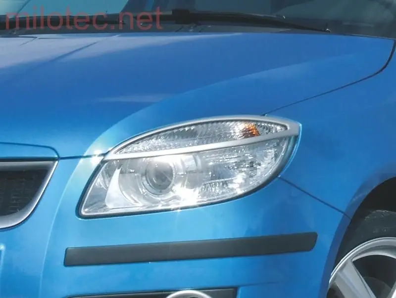 Značkový Kryty světlometů (rámečky), stříbrné matné, Škoda Fabia II. Limousine 2007-2010