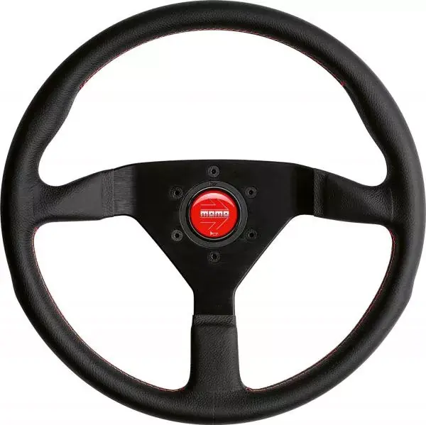 Volant Momo Montecarlo 350mm - černý/červený - kůže Tovární Cena