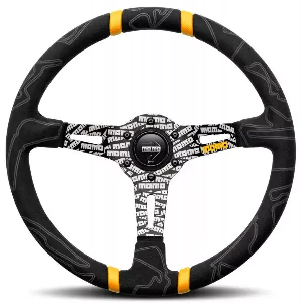 Objednat Nyní Volant Momo Ultra 350mm - černý/žlutý - semiš