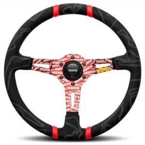 Cenově Výhodný Volant Momo Ultra 350mm - černý/červený - semiš