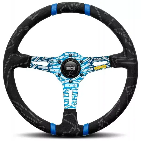 Volant Momo Ultra 350mm - černý/modrý - semiš Víkendová Akce