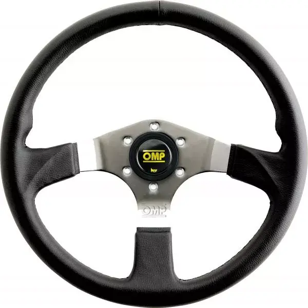 Tovární Cena Volant OMP Asso 350mm - černý/chrom - kůže