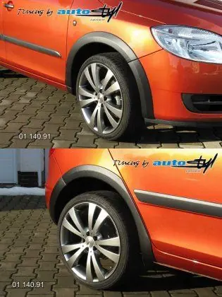 Nová Kolekce Lemy blatníků - černý desén, Škoda Fabia II